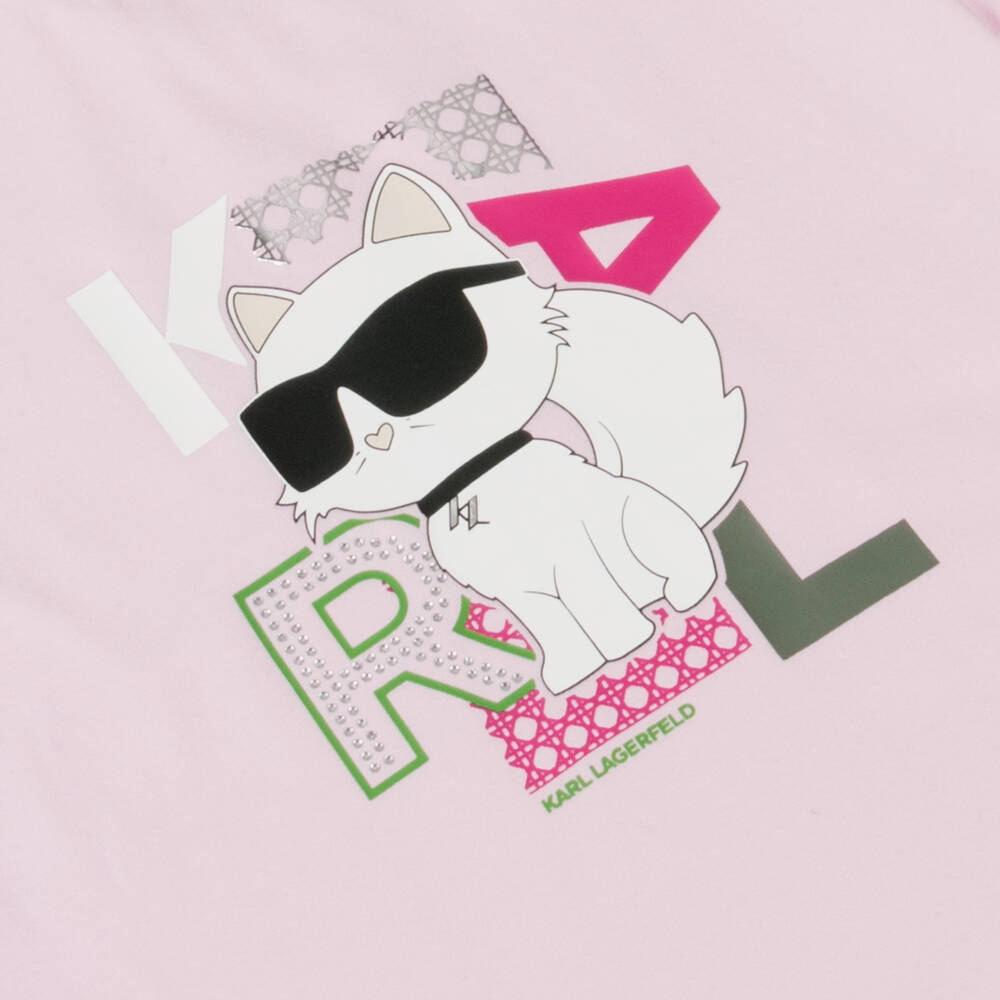 KARL LAGERFELD KIDS-Girls Soft Pink Choupette Tee | Childrensalon Outlet