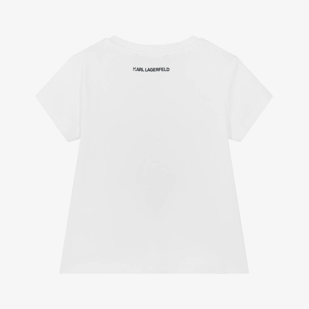 KARL LAGERFELD KIDS-Girls Soft White Logo Tee | Childrensalon Outlet