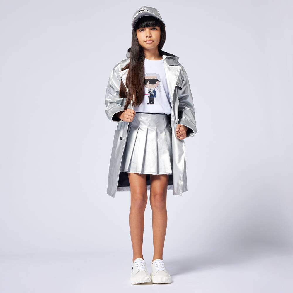 KARL LAGERFELD KIDS-Girls Soft White Logo Tee | Childrensalon Outlet
