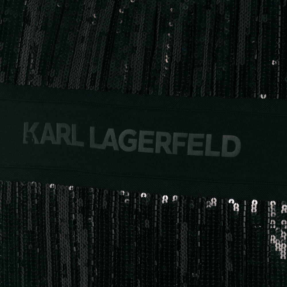 KARL LAGERFELD KIDS-Girls Sparkling Black T-Shirt Dress | Childrensalon Outlet