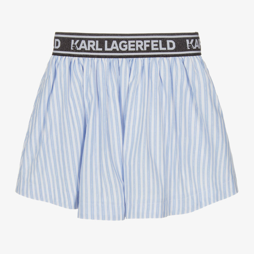 KARL LAGERFELD KIDS-Блестящая синяя и белая юбка для девочек | Childrensalon Outlet