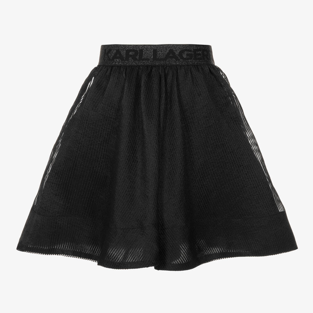 KARL LAGERFELD KIDS-Girls Striped Black Organza Skirt | Childrensalon Outlet