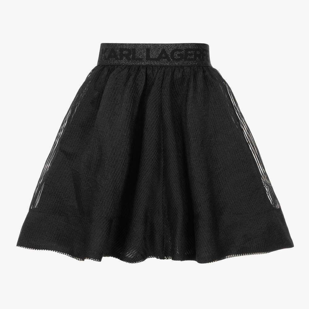 KARL LAGERFELD KIDS-Girls Striped Black Organza Skirt | Childrensalon Outlet