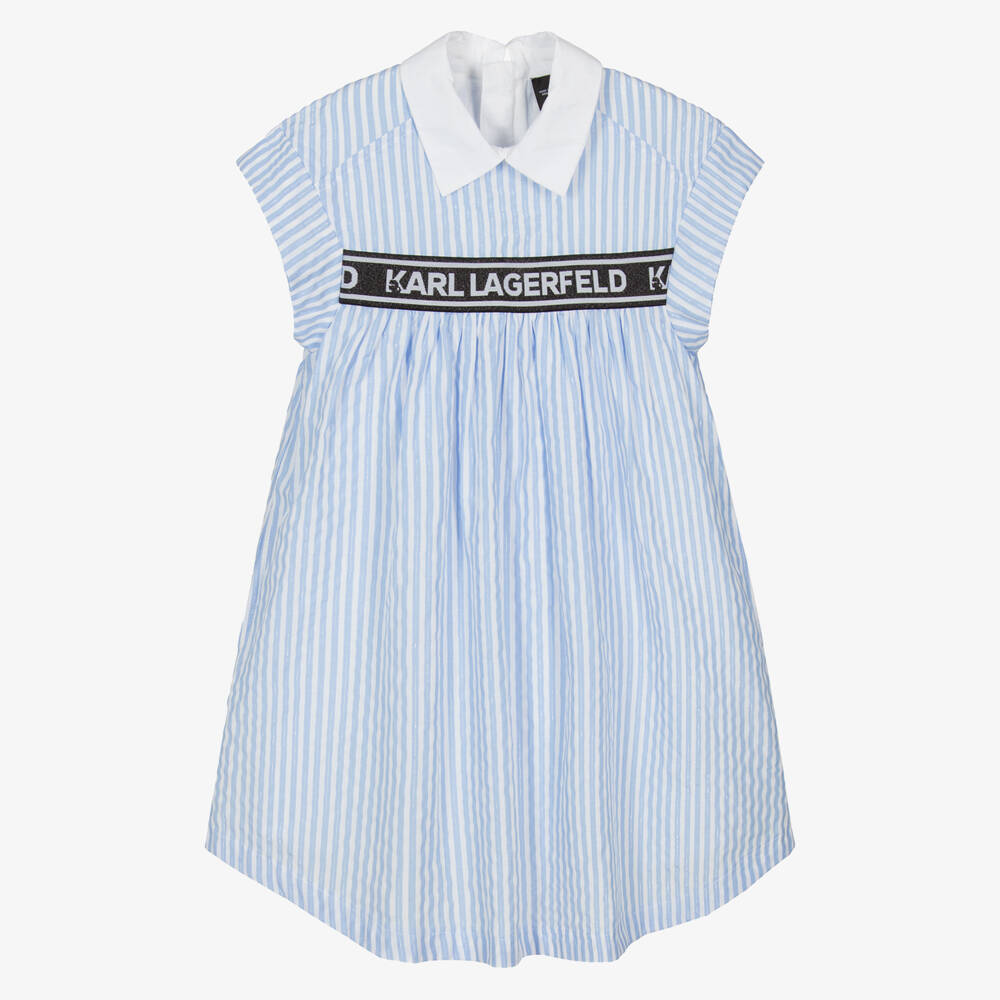KARL LAGERFELD KIDS-Girls Striped Cotton Poplin Dress | Childrensalon Outlet