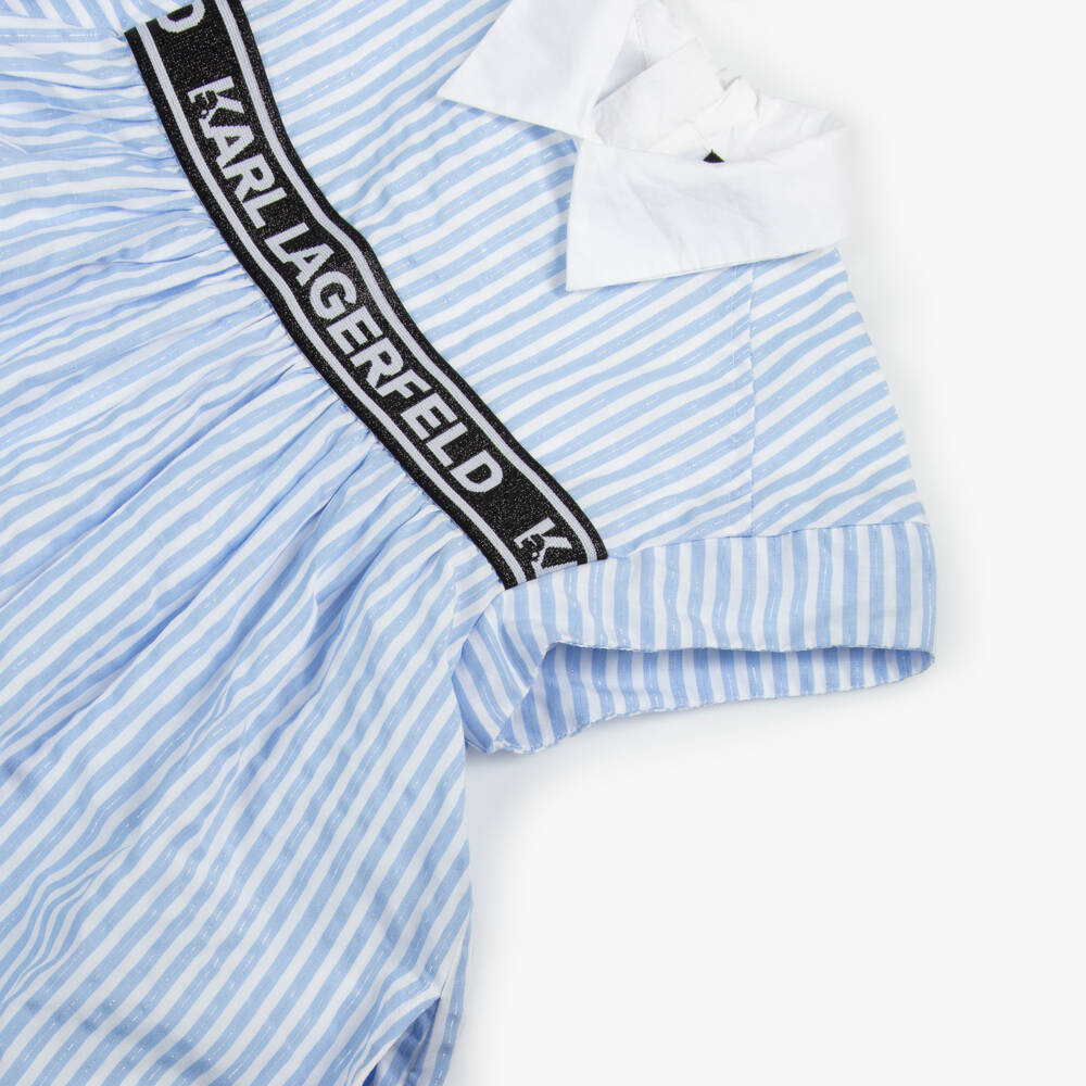 KARL LAGERFELD KIDS-Girls Striped Cotton Poplin Dress | Childrensalon Outlet