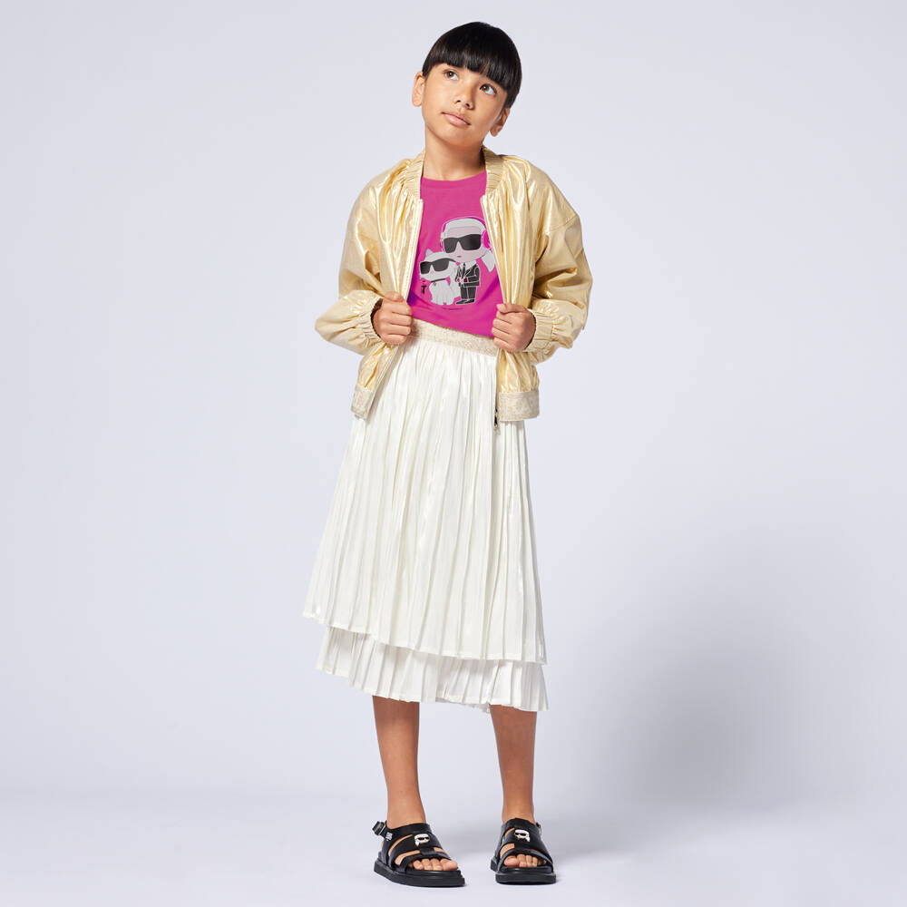 KARL LAGERFELD KIDS-Girls Vibrant Pink Karl Graphic Sweater | Childrensalon Outlet