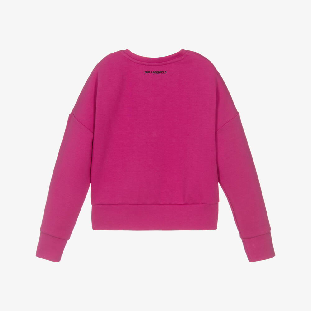KARL LAGERFELD KIDS-Girls Vibrant Pink Karl Graphic Sweater | Childrensalon Outlet