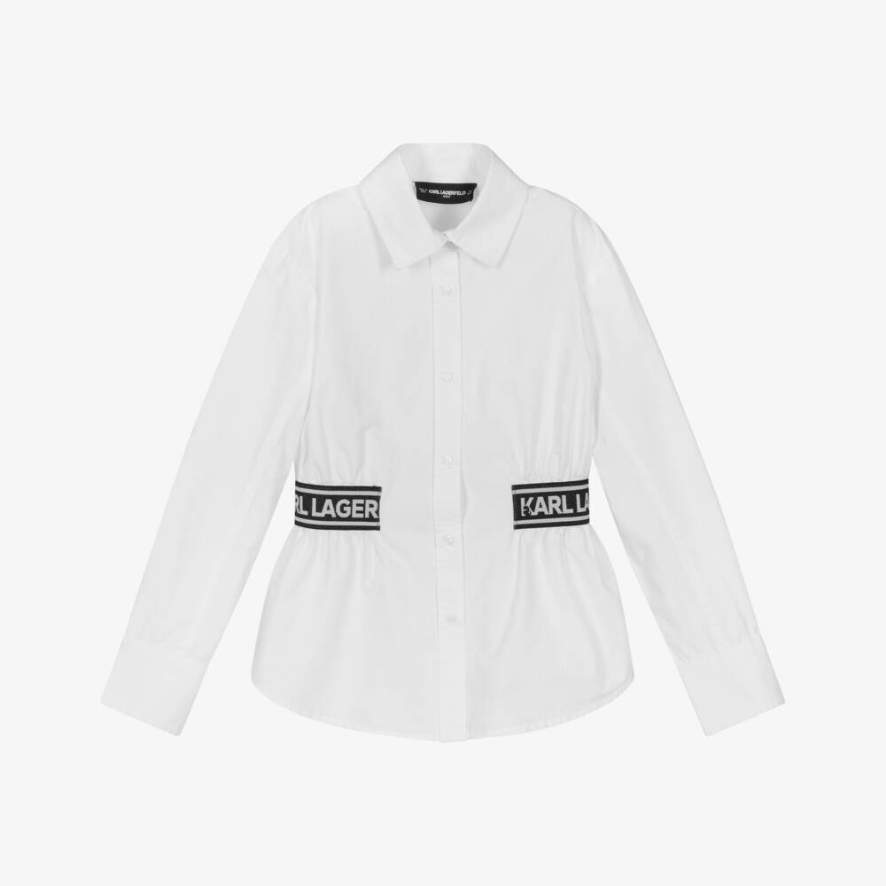 KARL LAGERFELD KIDS-قميص أبيض للبنات بحزام قطن | Childrensalon Outlet