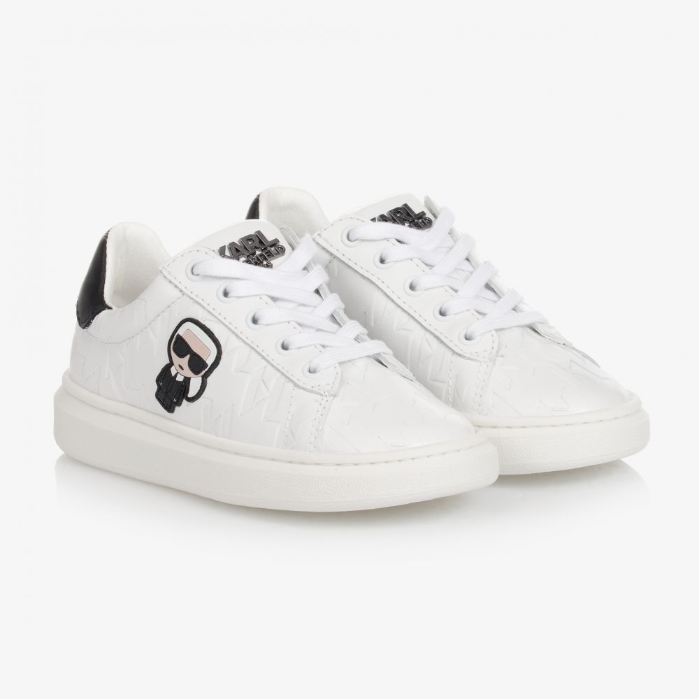 KARL LAGERFELD KIDS - Weiße Leder-Sneaker für Mädchen | Childrensalon