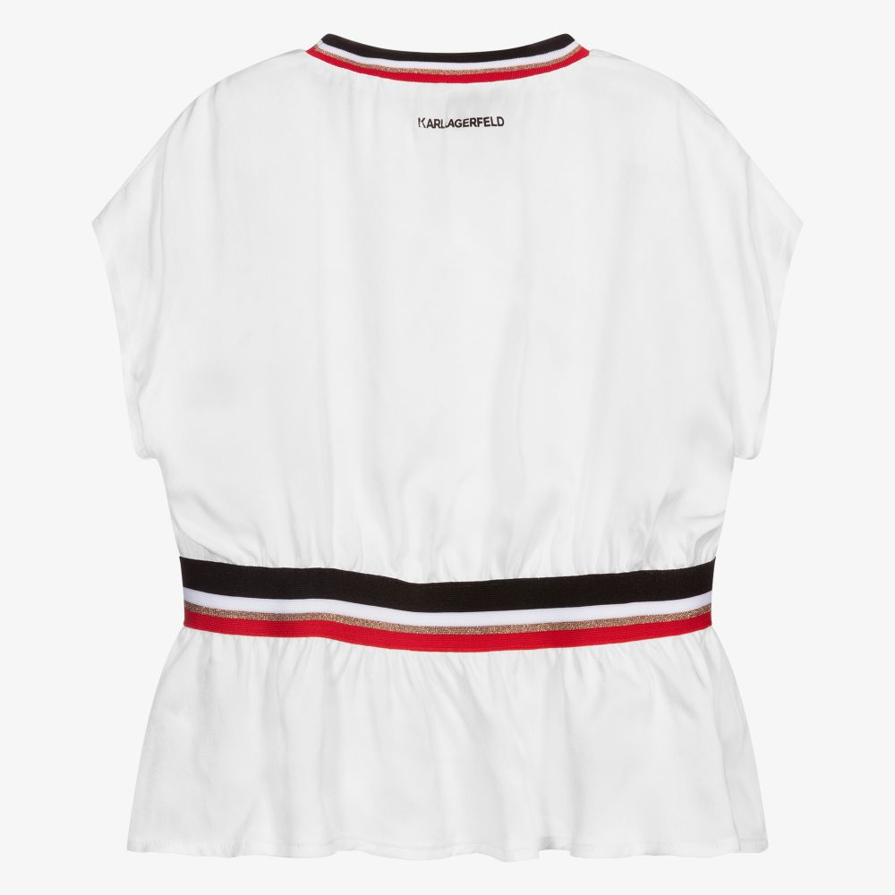Karl Lagerfeld Kids - Kids - Logo Stripe Detail T-Shirt White