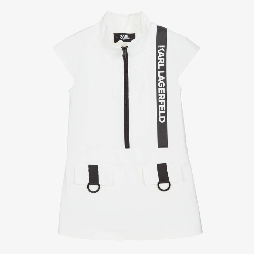 KARL LAGERFELD KIDS - Robe courte blanche fille | Childrensalon