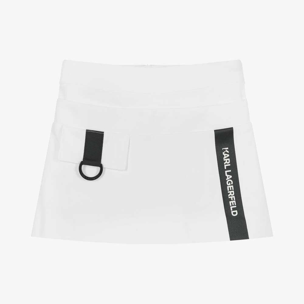 KARL LAGERFELD KIDS-Girls White Logo Mini Skirt | Childrensalon Outlet