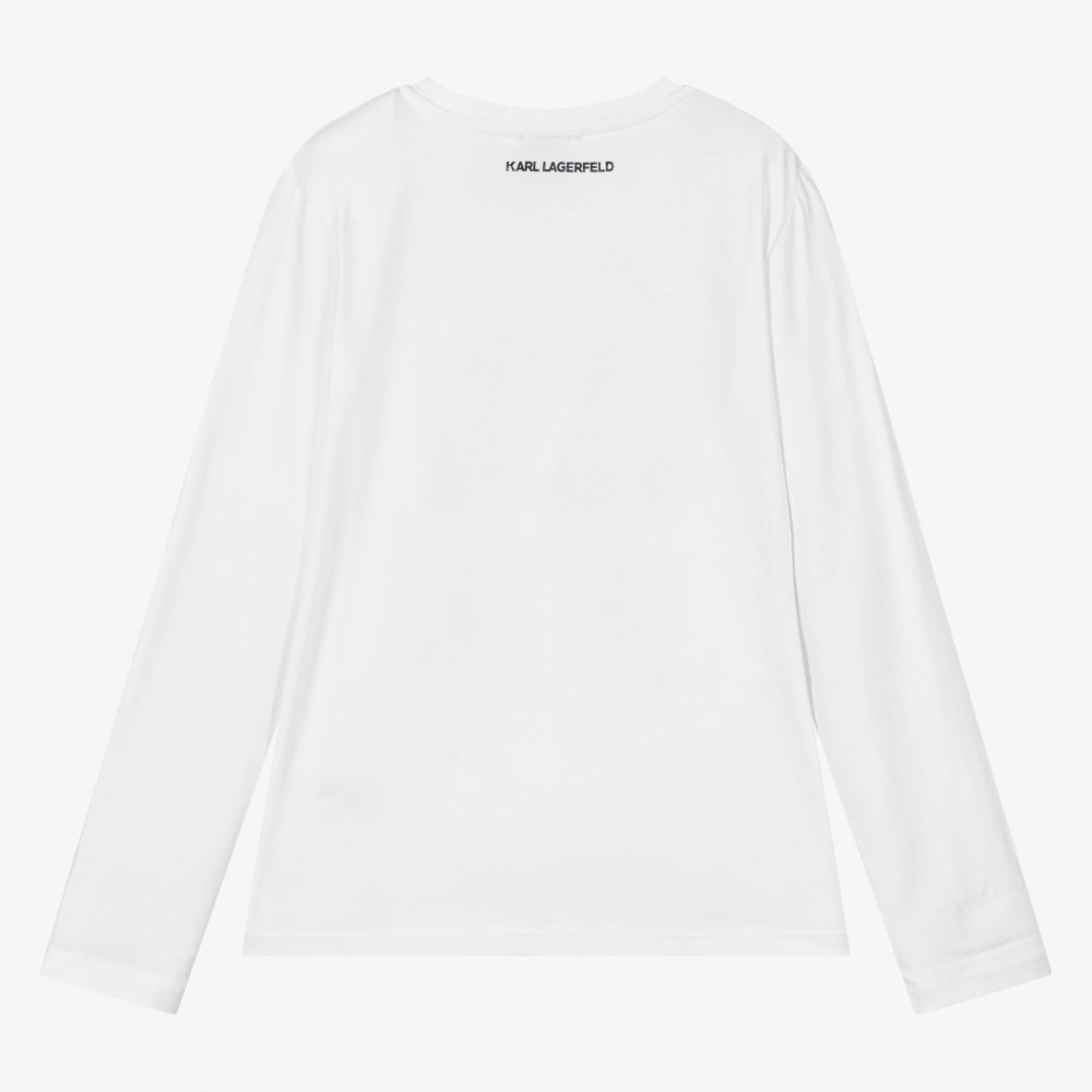 KARL LAGERFELD KIDS-Girls White Logo Top | Childrensalon Outlet