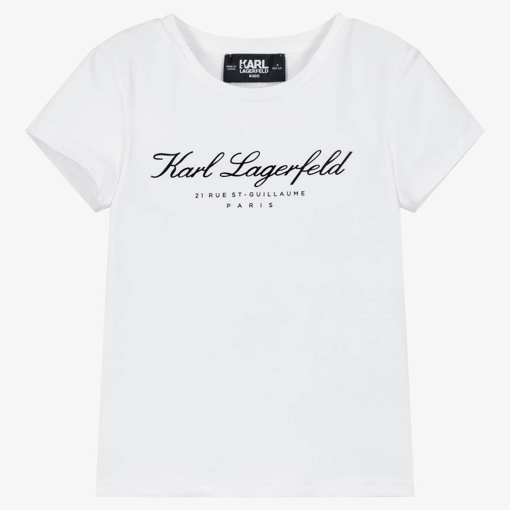 KARL LAGERFELD KIDS - Белая футболка из органического хлопка | Childrensalon