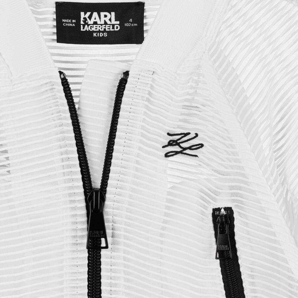 KARL LAGERFELD KIDS-Girls White Organza KL Jacket | Childrensalon Outlet