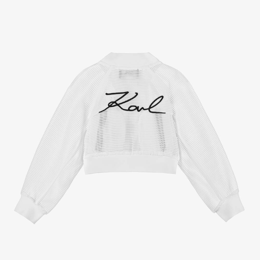 KARL LAGERFELD KIDS-Girls White Organza KL Jacket | Childrensalon Outlet