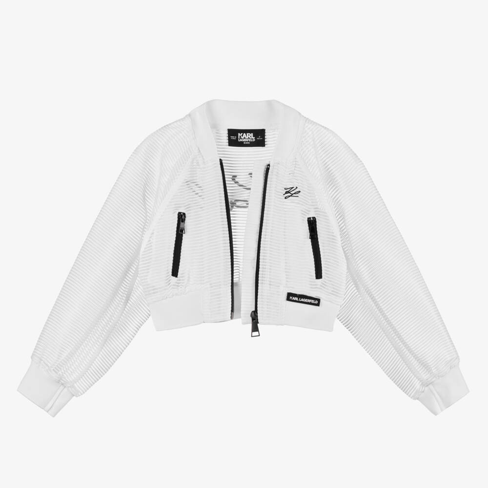 KARL LAGERFELD KIDS-Girls White Organza KL Jacket | Childrensalon Outlet