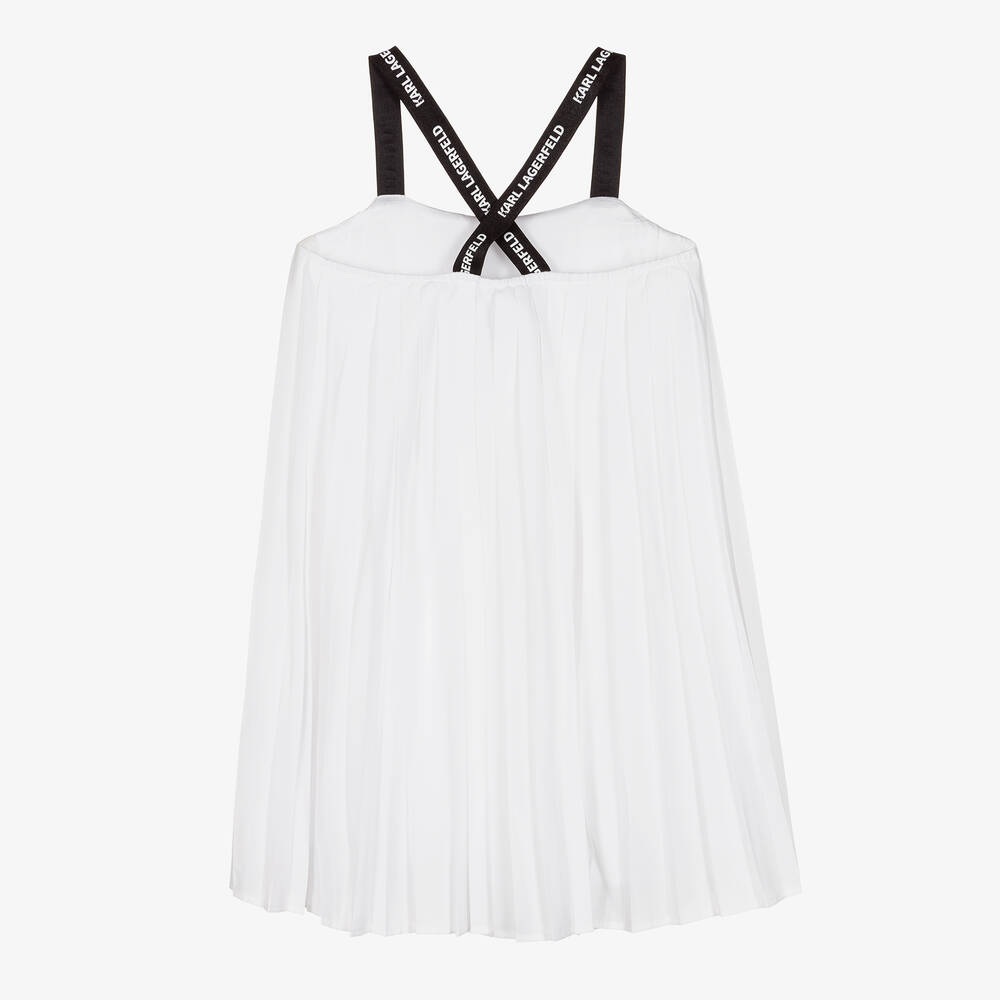 KARL LAGERFELD KIDS-Белое плиссированное платье | Childrensalon Outlet