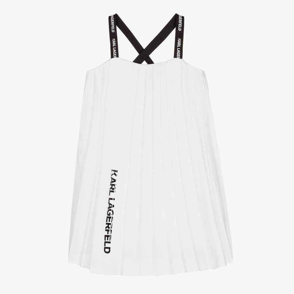KARL LAGERFELD KIDS - Белое плиссированное платье | Childrensalon