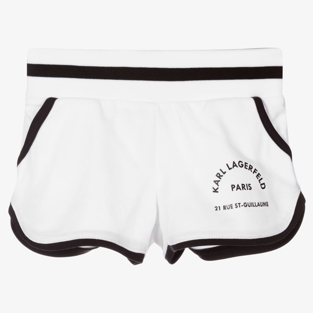KARL LAGERFELD KIDS - Белые спортивные шорты для девочек | Childrensalon