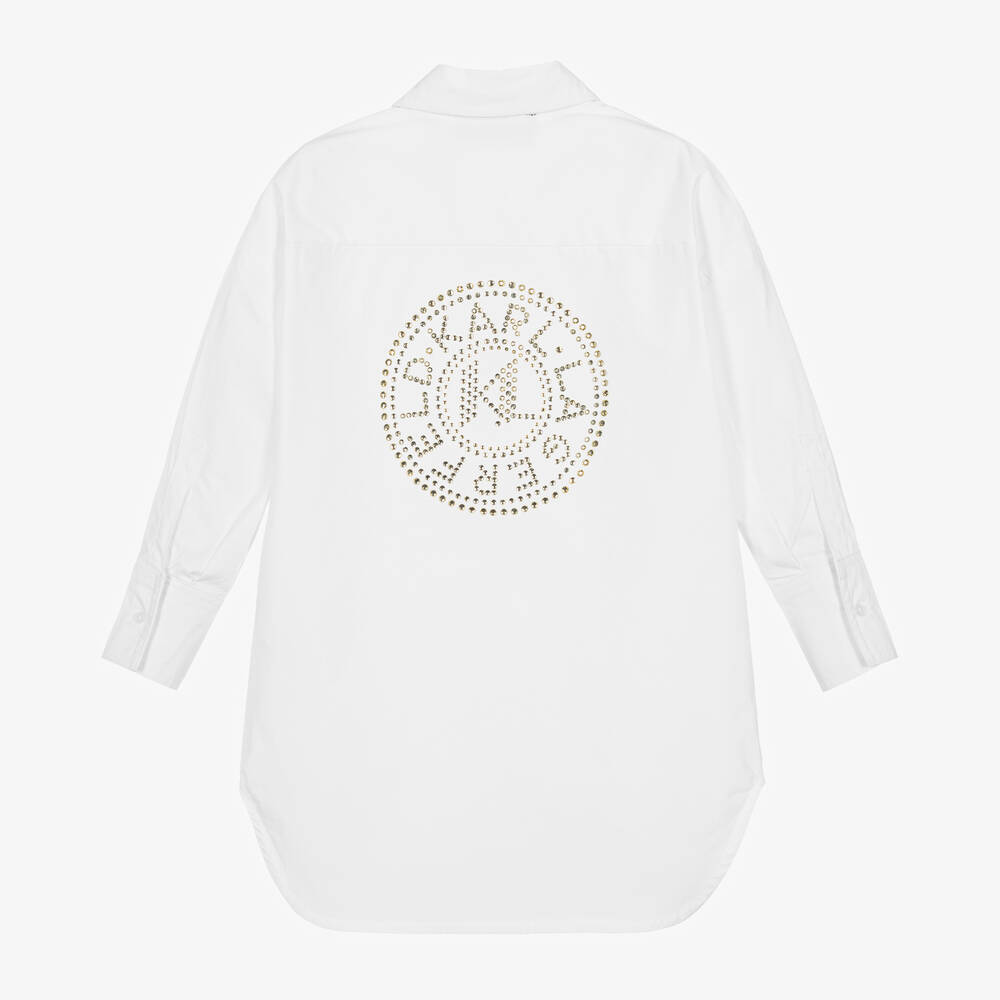 KARL LAGERFELD KIDS-Girls White Studded Shirt Dress | Childrensalon Outlet