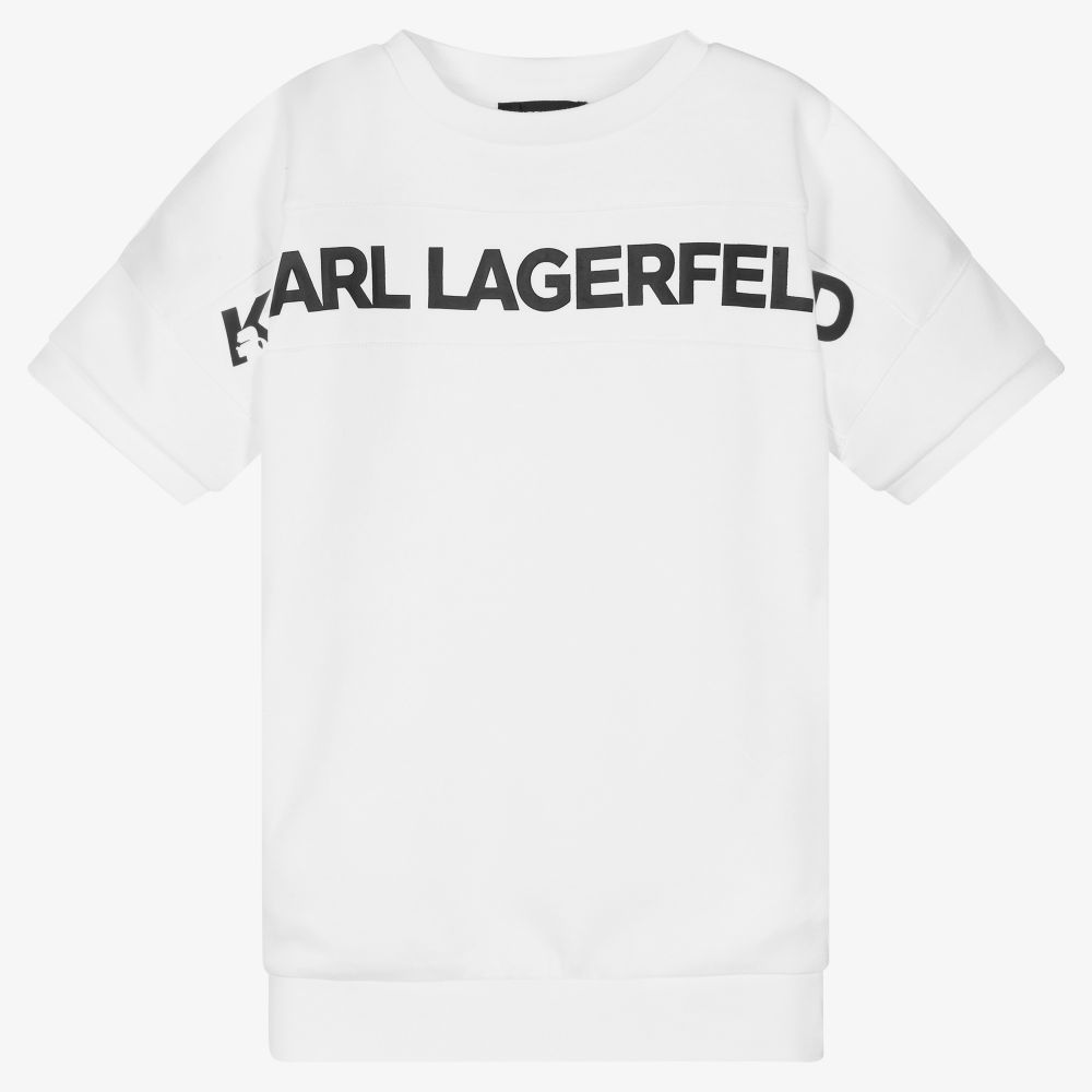 KARL LAGERFELD KIDS - Girls White Sweatshirt Dress | Childrensalon
