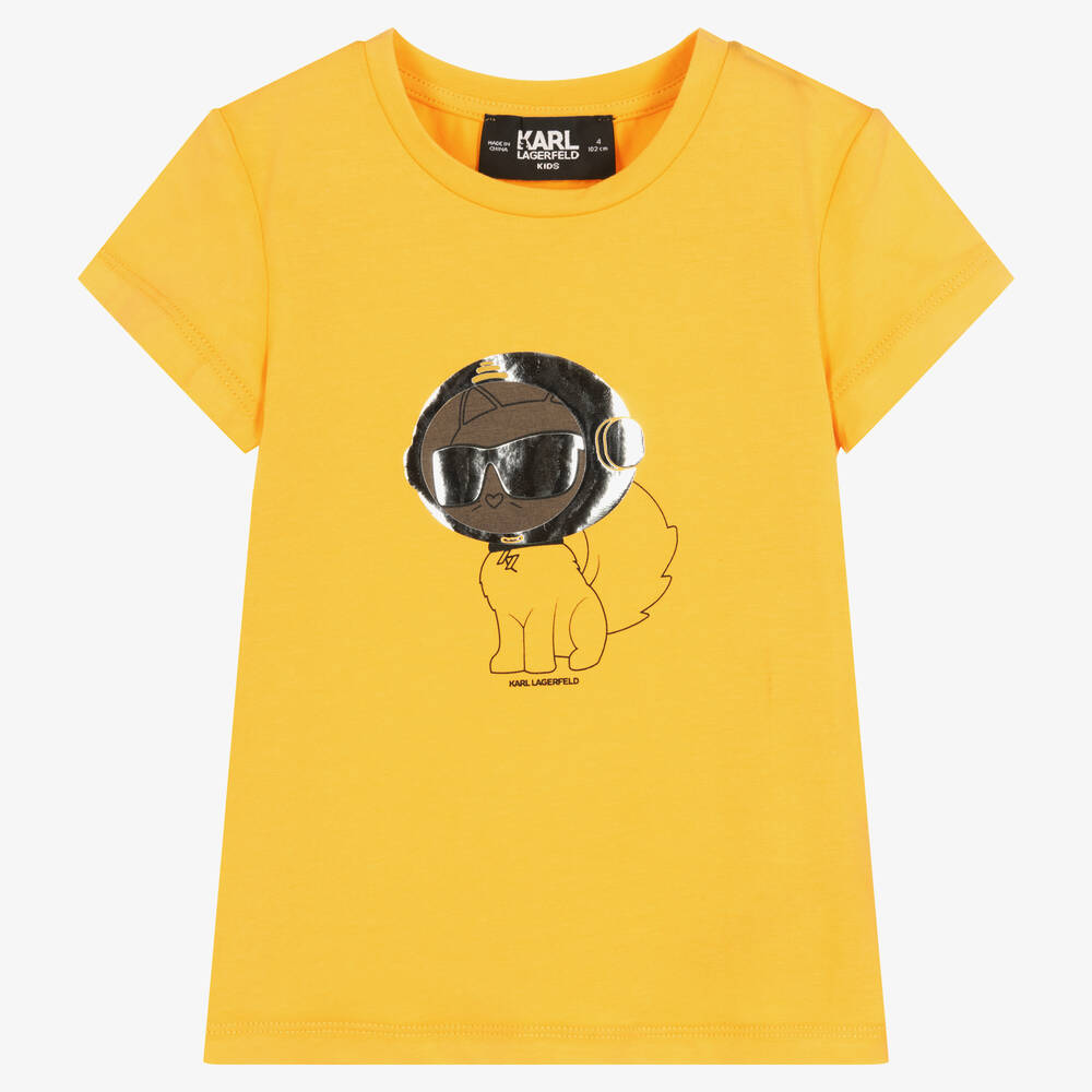 KARL LAGERFELD KIDS - T-shirt jaune Choupette fille | Childrensalon