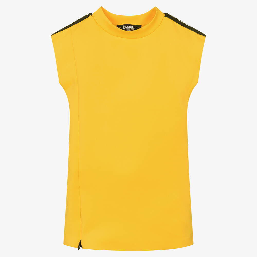 KARL LAGERFELD KIDS - Girls Yellow Jersey Logo Dress | Childrensalon