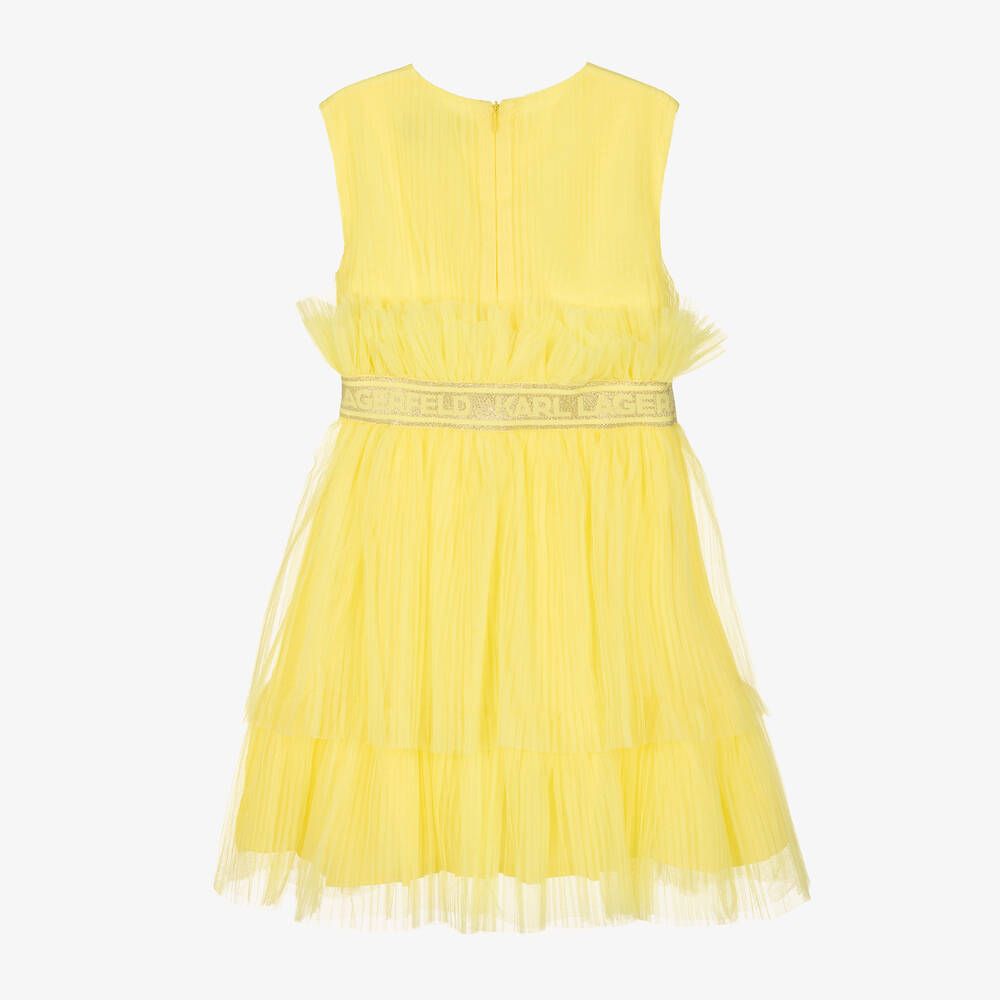 KARL LAGERFELD KIDS-فستان تول بطيات لون أصفر | Childrensalon Outlet