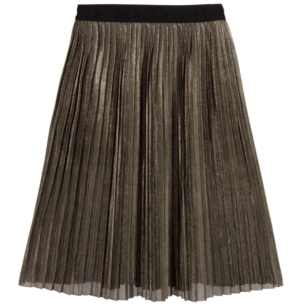 KARL LAGERFELD KIDS-Gold Pleated Midi Skirt | Childrensalon Outlet