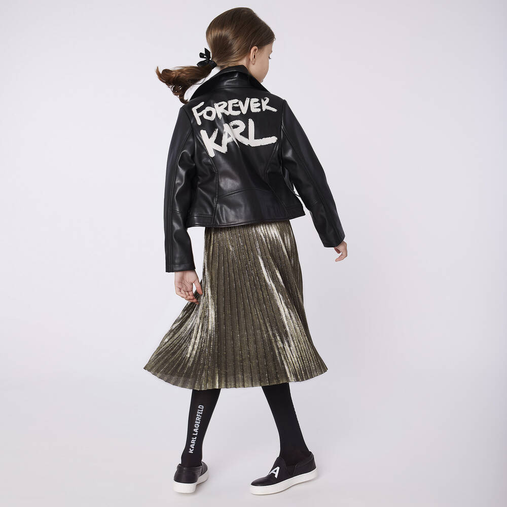 KARL LAGERFELD KIDS-Gold Pleated Midi Skirt | Childrensalon Outlet