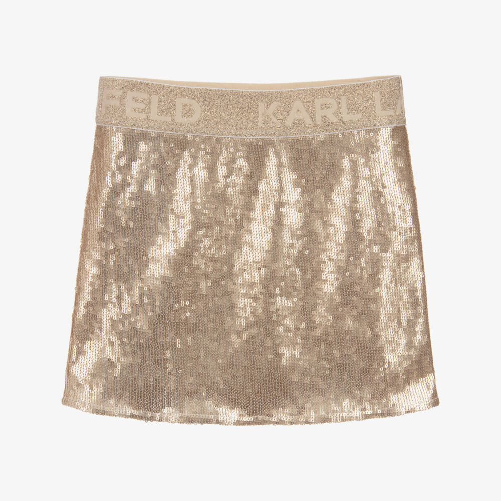 KARL LAGERFELD KIDS-Gold Sequin Mini Skirt | Childrensalon Outlet
