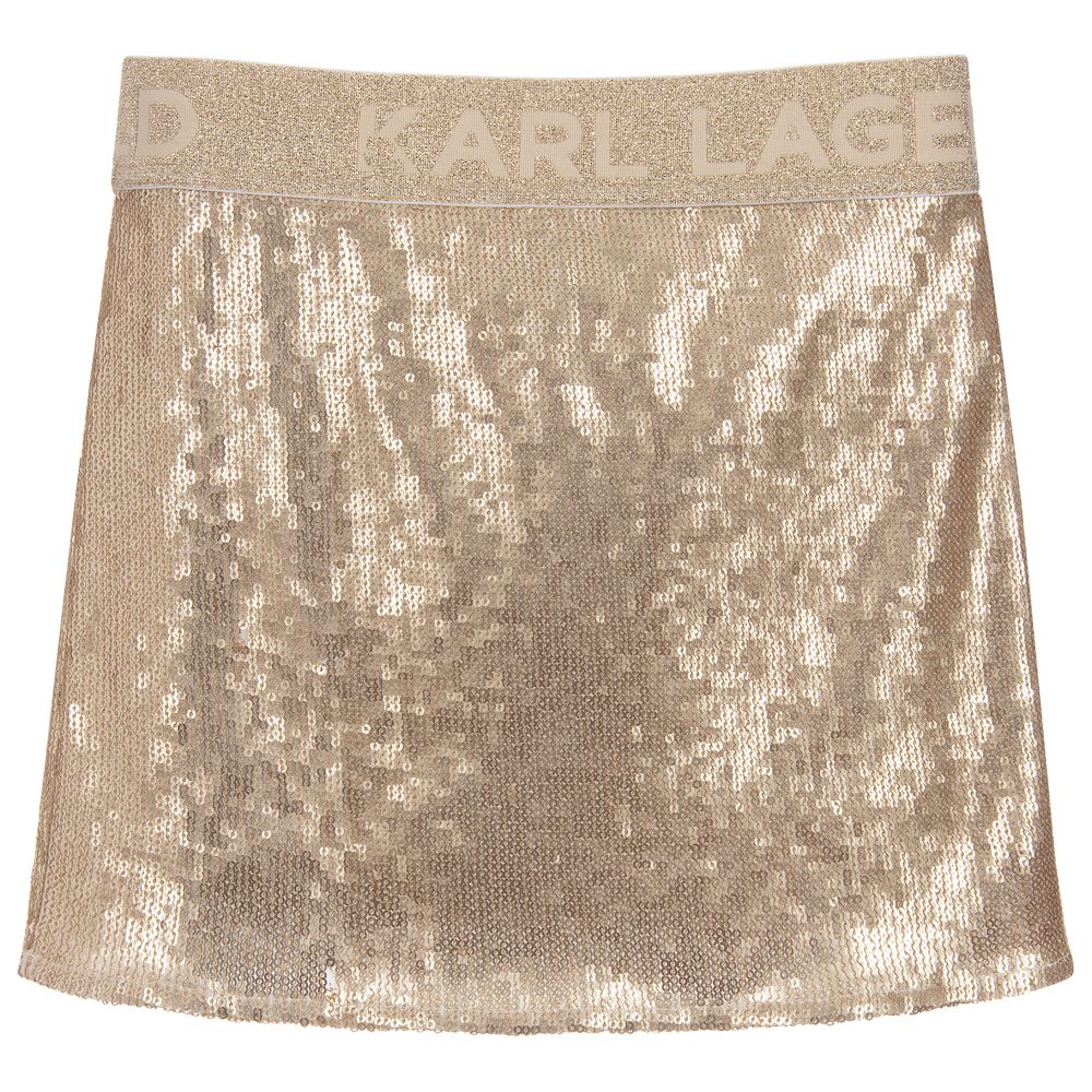 KARL LAGERFELD KIDS-Gold Sequin Mini Skirt | Childrensalon Outlet