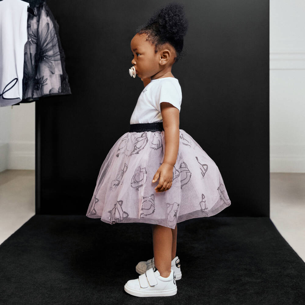 KARL LAGERFELD KIDS-Little Girls White & Pink Skirt Set | Childrensalon Outlet