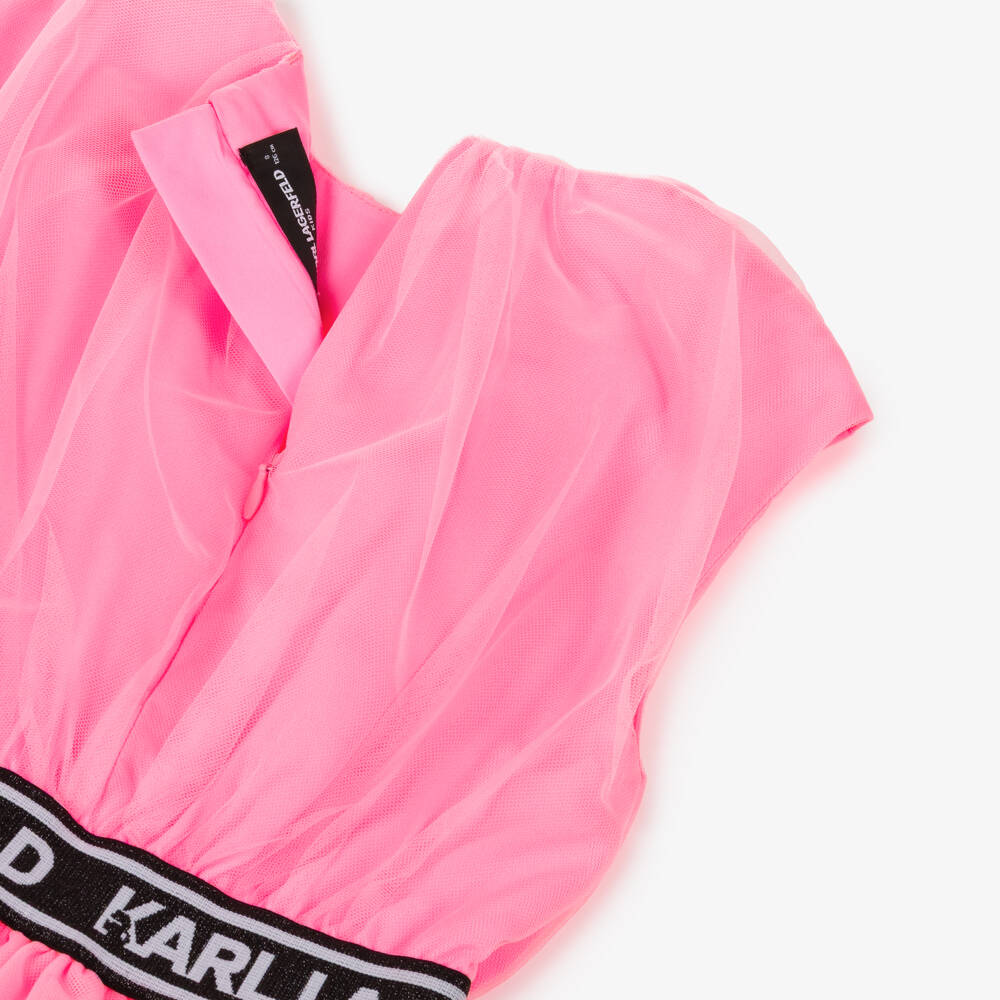 KARL LAGERFELD KIDS-Pink Asymetric Midi Length Dress | Childrensalon Outlet
