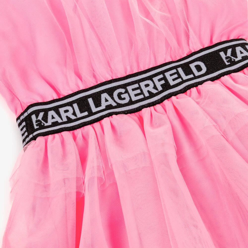 KARL LAGERFELD KIDS-Pink Asymetric Midi Length Dress | Childrensalon Outlet