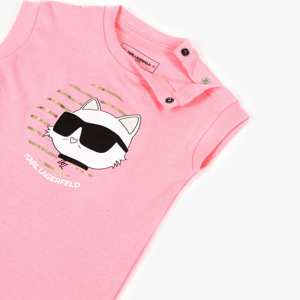 KARL LAGERFELD KIDS-Pink Choupette Dress | Childrensalon Outlet