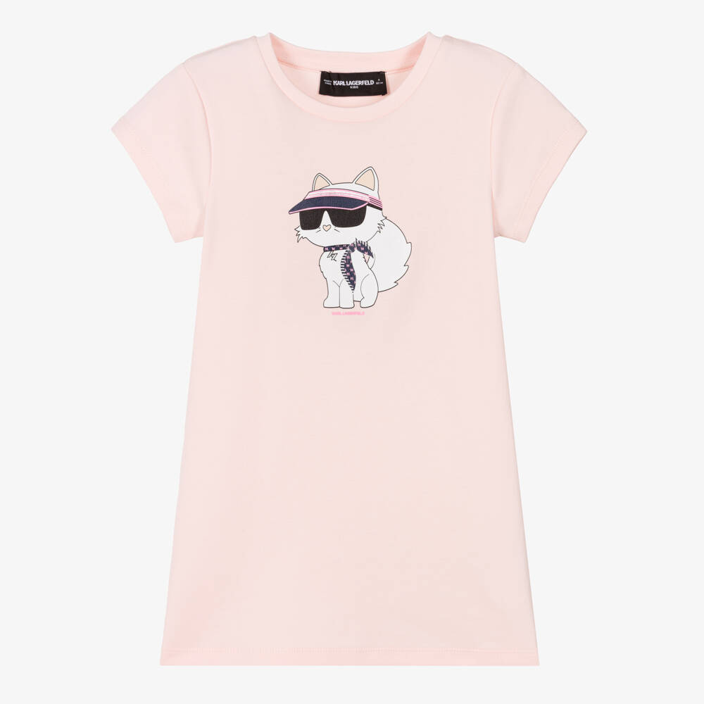 KARL LAGERFELD KIDS-Pink Choupette Ss Dress | Childrensalon Outlet