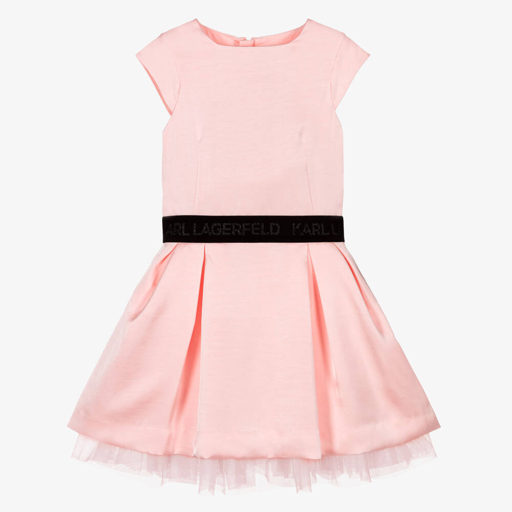 KARL LAGERFELD KIDS-Pink Satin Dress | Childrensalon Outlet