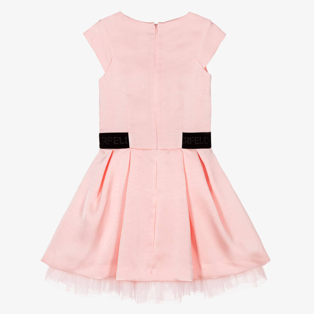 KARL LAGERFELD KIDS-Pink Satin Dress | Childrensalon Outlet