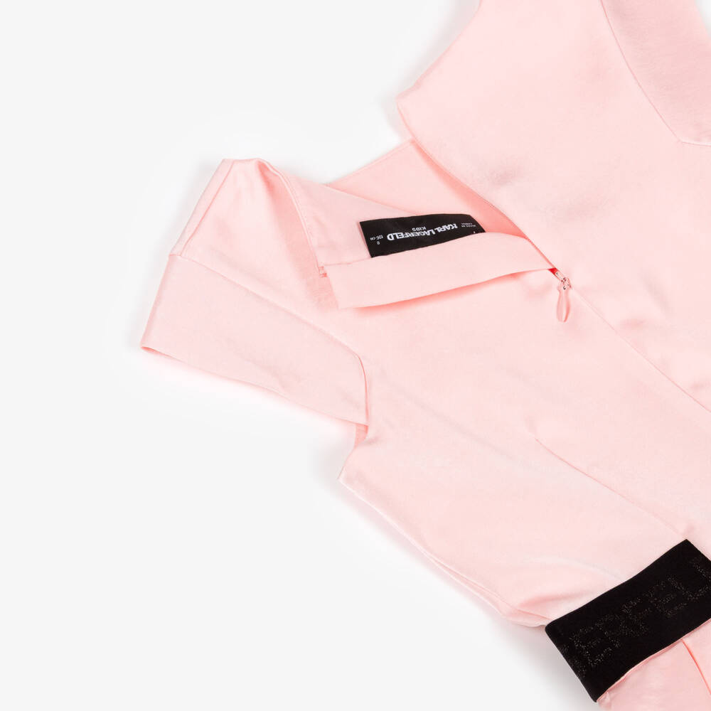 KARL LAGERFELD KIDS-Pink Satin Dress | Childrensalon Outlet