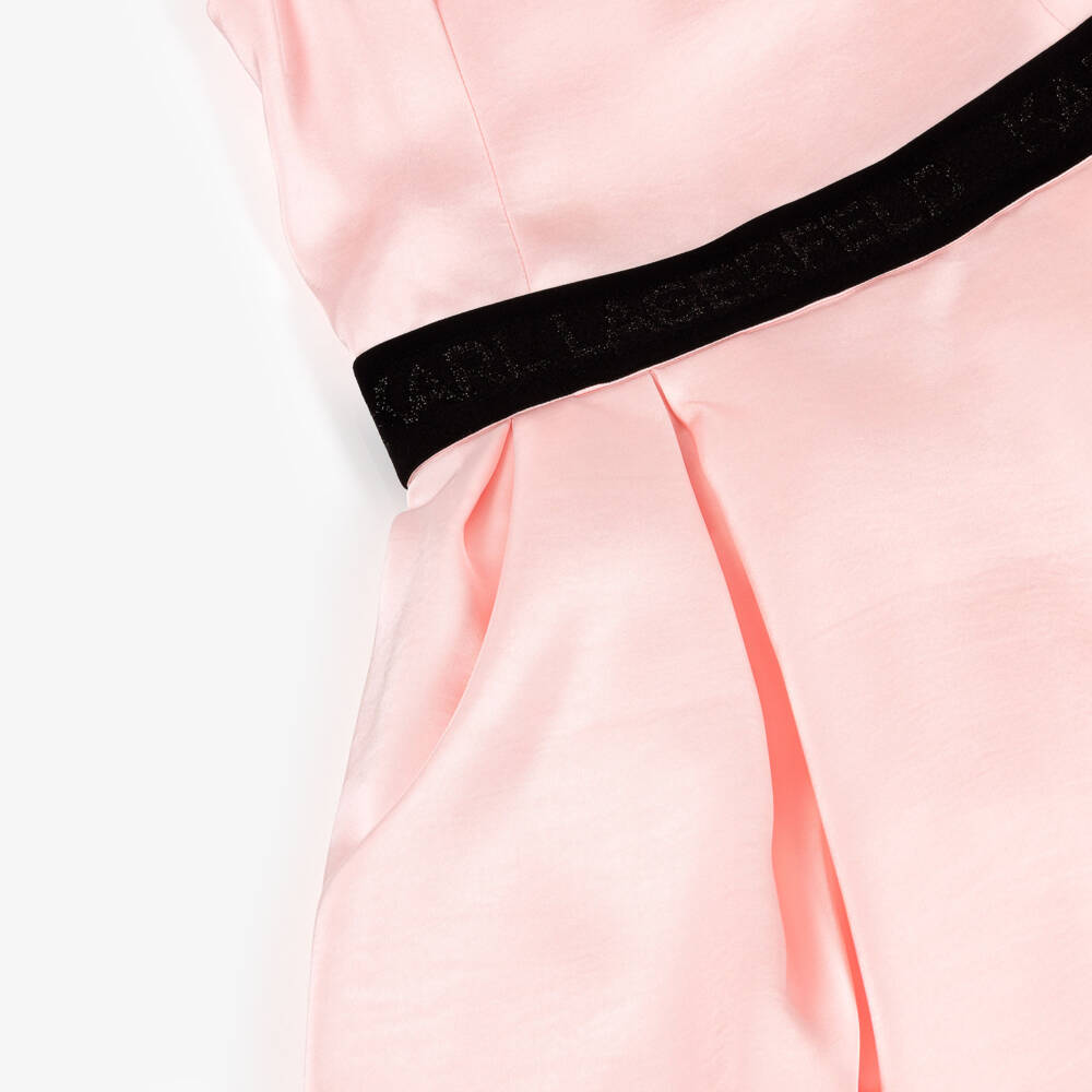 KARL LAGERFELD KIDS-Pink Satin Dress | Childrensalon Outlet