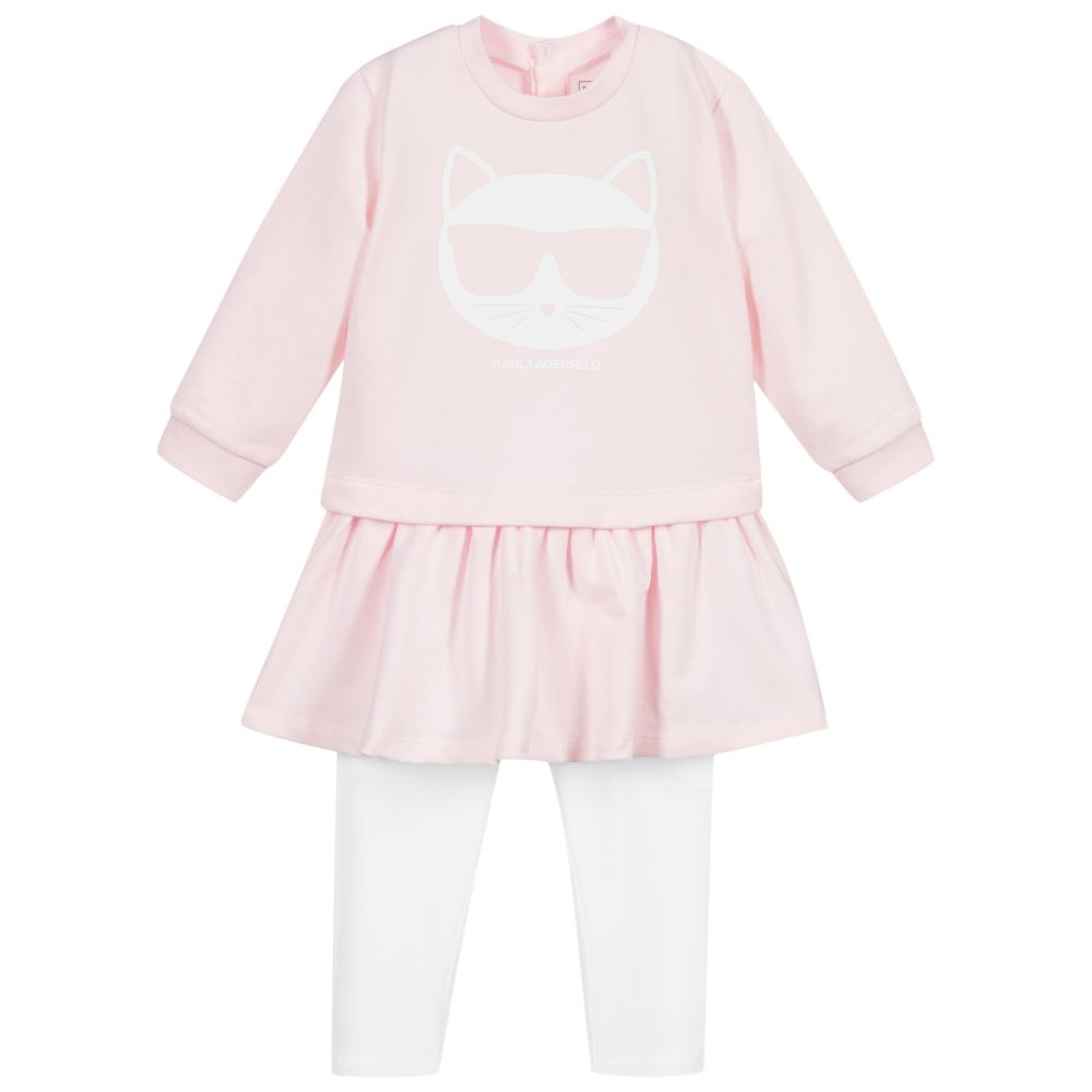 KARL LAGERFELD KIDS - Ensemble robe et pantalon rose et blac Bébé | Childrensalon