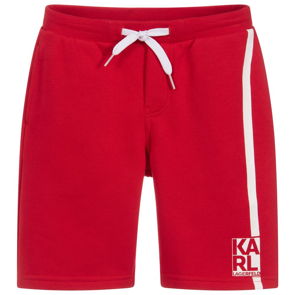 KARL LAGERFELD KIDS - Red Jersey Logo Shorts | Childrensalon