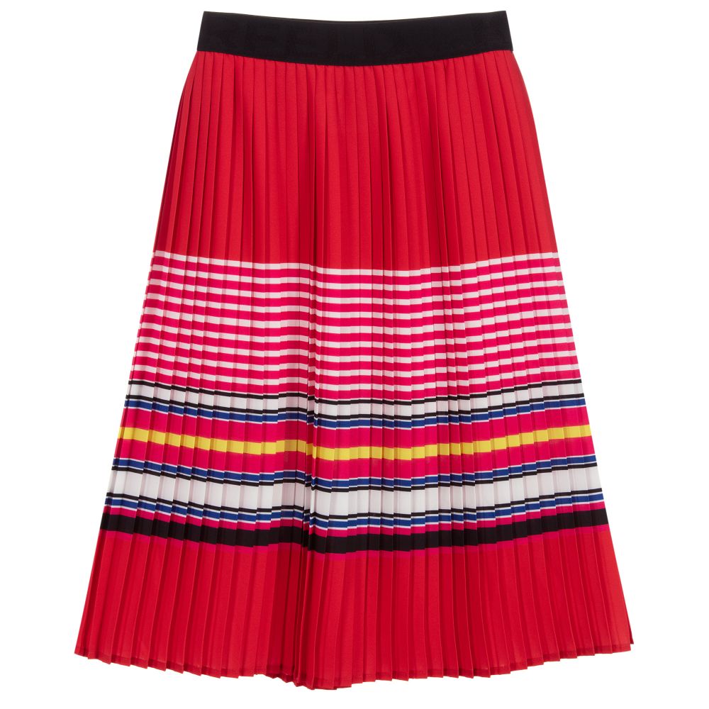 KARL LAGERFELD KIDS-Red Pleated Crêpe Skirt | Childrensalon Outlet
