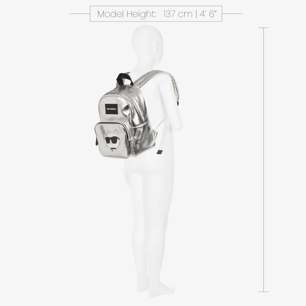 KARL LAGERFELD KIDS-Silver Choupette Backpack | Childrensalon Outlet