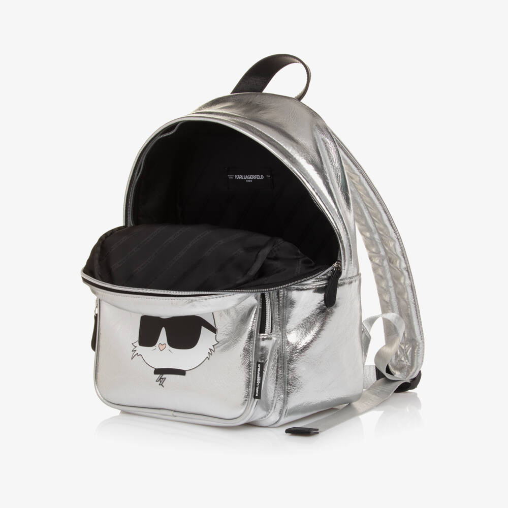KARL LAGERFELD KIDS-Silver Choupette Backpack | Childrensalon Outlet