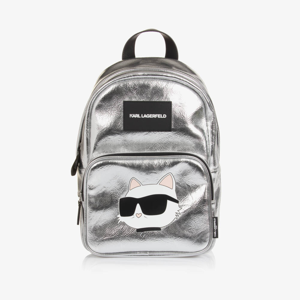 KARL LAGERFELD KIDS-Silver Choupette Backpack | Childrensalon Outlet