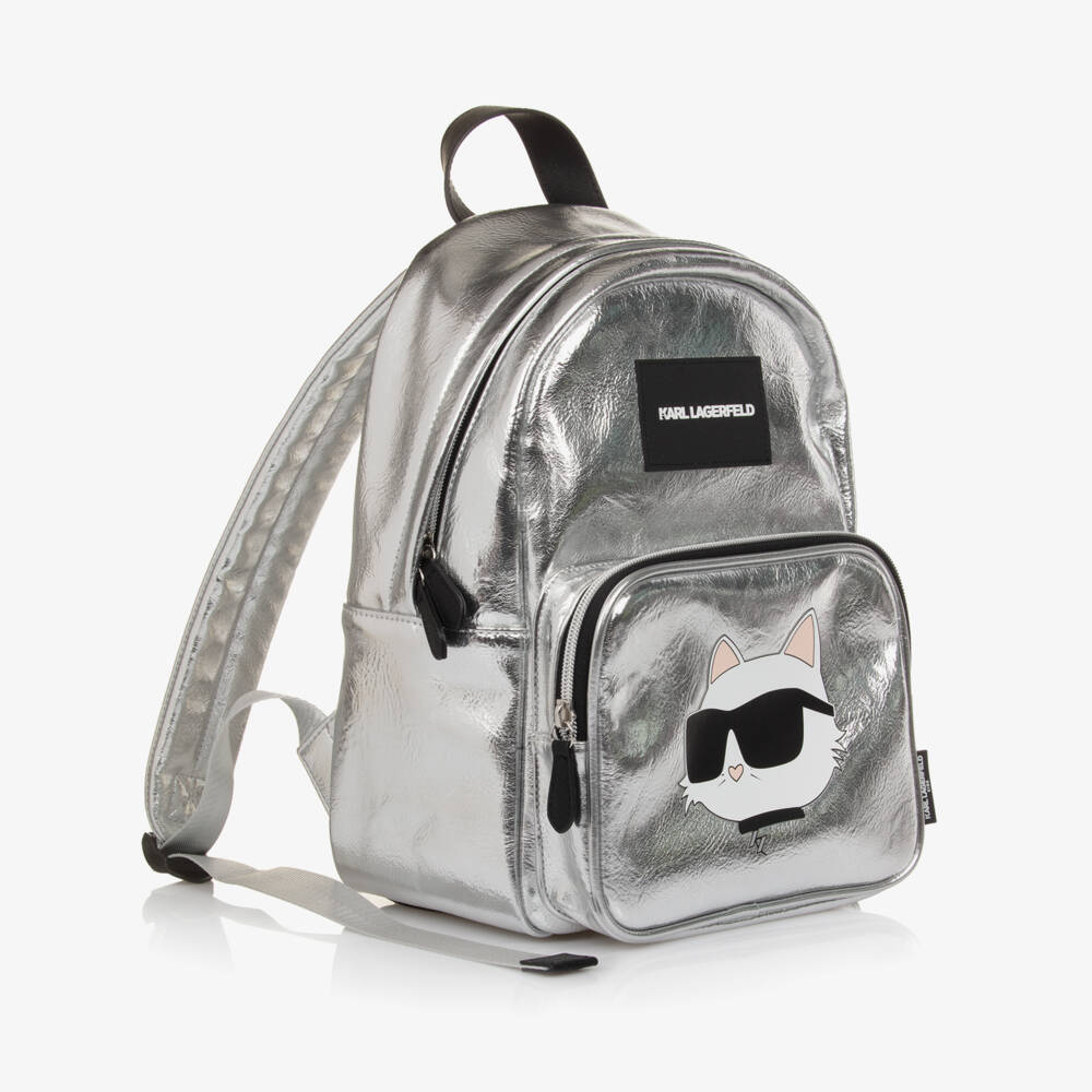 KARL LAGERFELD KIDS-Silver Choupette Backpack | Childrensalon Outlet