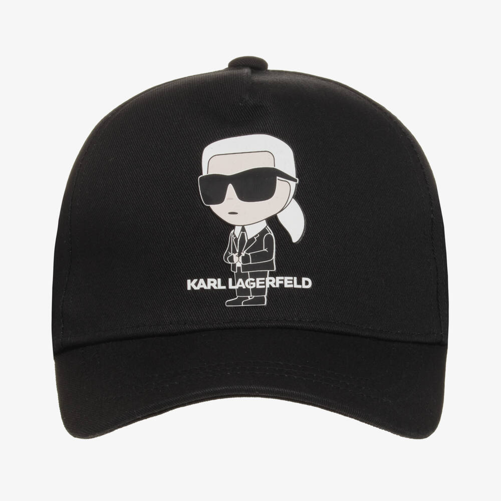 KARL LAGERFELD KIDS-Teen Black Cotton Karl Ikonik Cap | Childrensalon Outlet